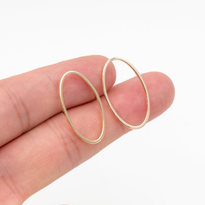 10pcs Gold Oval Link Charms, Real Gold plated Brass, Geometric Hoop Connector Pendants (GB-296)