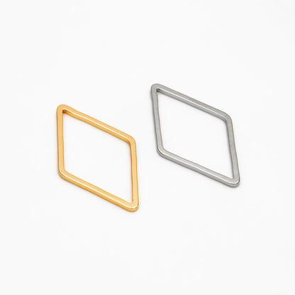 10pcs Gold/ Silver tone Rhombus Link Charms 23x14mm, Real Gold/ Rhodium plated Brass, Geometric Hoop Connector Pendants (GB-297)
