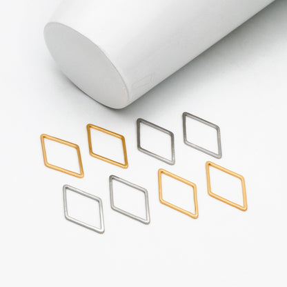 10pcs Gold/ Silver tone Rhombus Link Charms 23x14mm, Real Gold/ Rhodium plated Brass, Geometric Hoop Connector Pendants (GB-297)