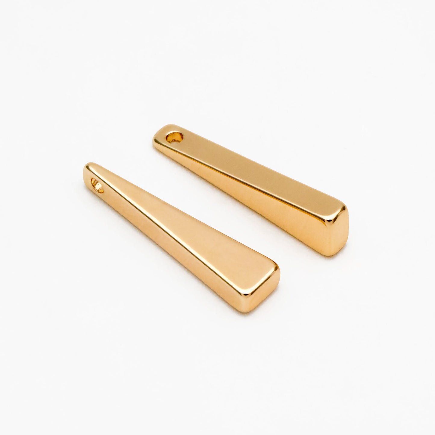 10pcs Gold Long Triangle Bar Charms 22mm, Gold plated Brass Stick Pendants (GB-299)