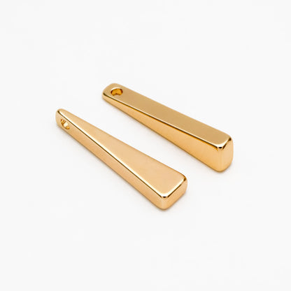 10pcs Gold Long Triangle Bar Charms 22mm, Gold plated Brass Stick Pendants (GB-299)