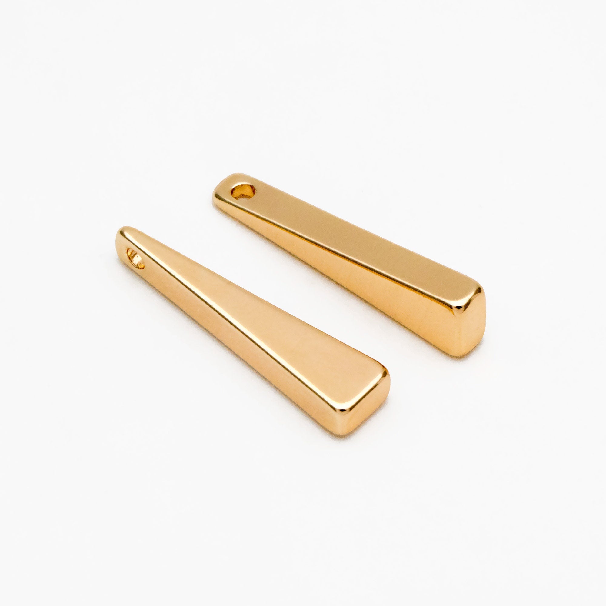 10pcs Gold Long Triangle Bar Charms 22mm, Gold plated Brass Stick Pendants (GB-299)