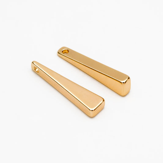 10pcs Gold Long Triangle Bar Charms 22mm, Gold plated Brass Stick Pendants (GB-299)