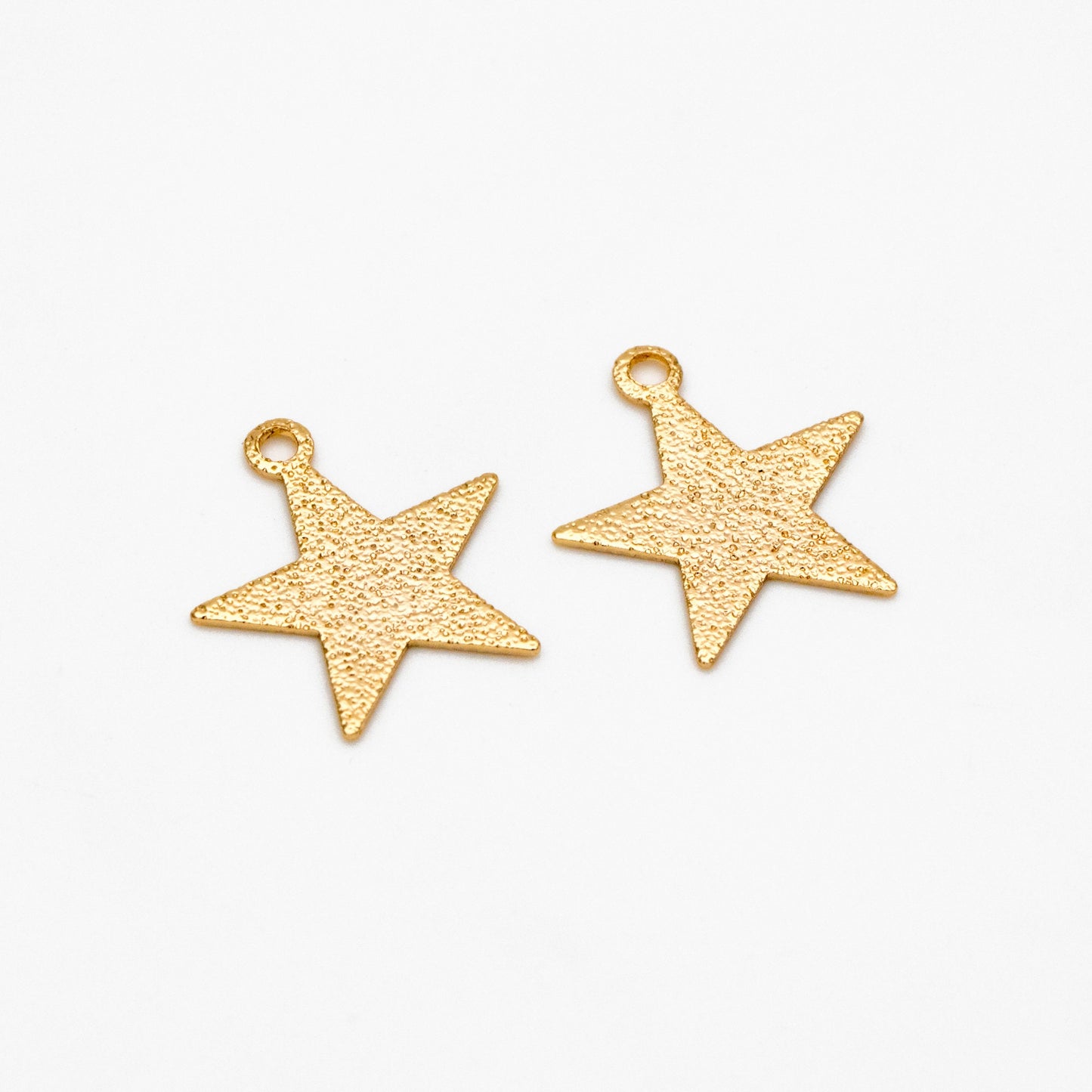 10pcs Gold plated Brass Star Charms 12mm, Matte Flat Star Pendants (GB-300)