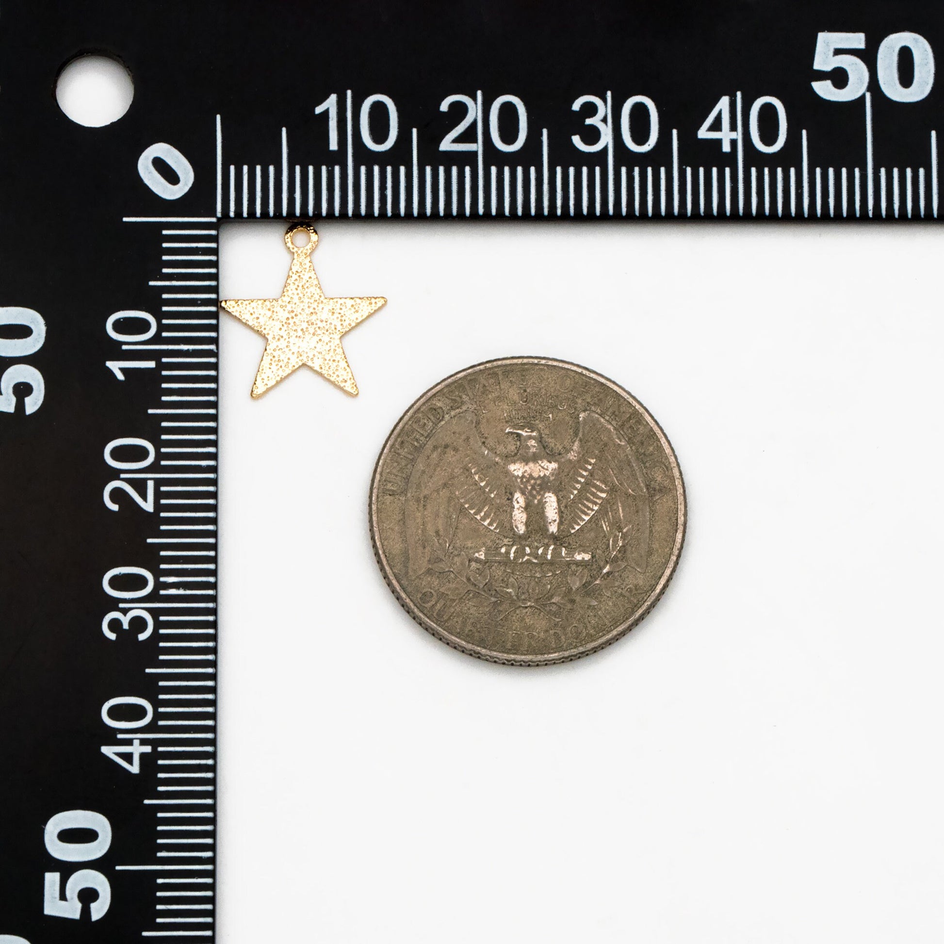 10pcs Gold plated Brass Star Charms 12mm, Matte Flat Star Pendants (GB-300)
