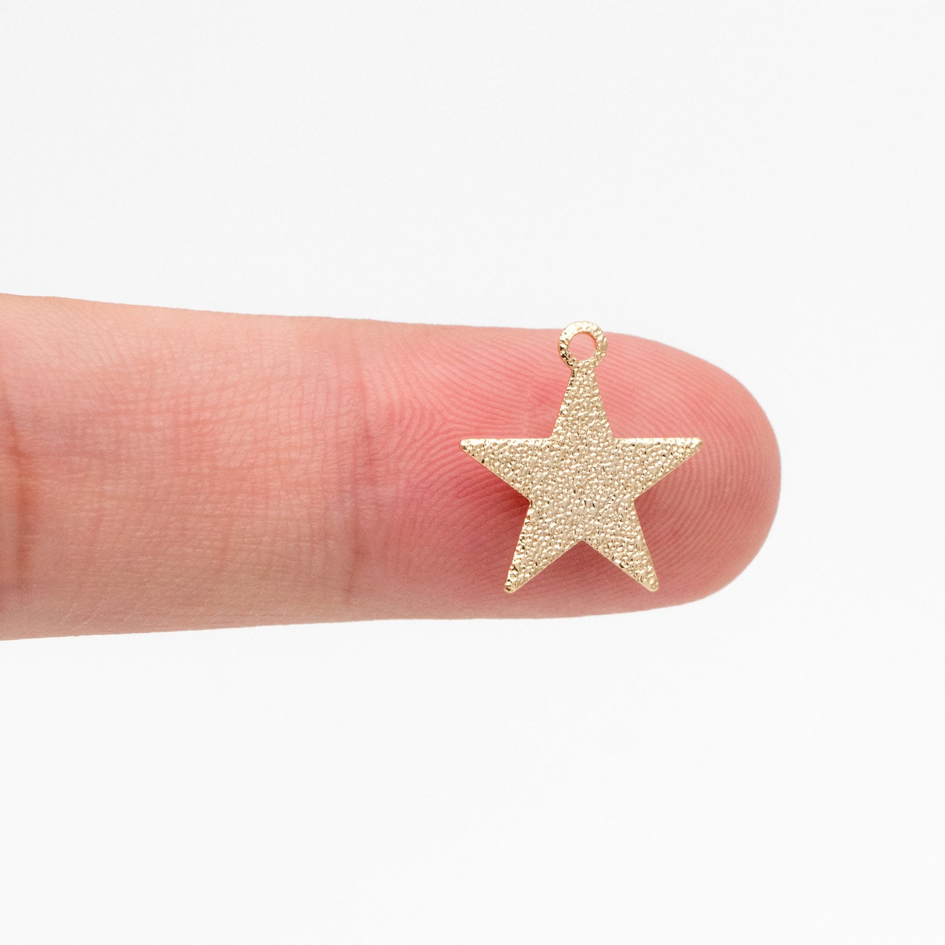 10pcs Gold plated Brass Star Charms 12mm, Matte Flat Star Pendants (GB-300)
