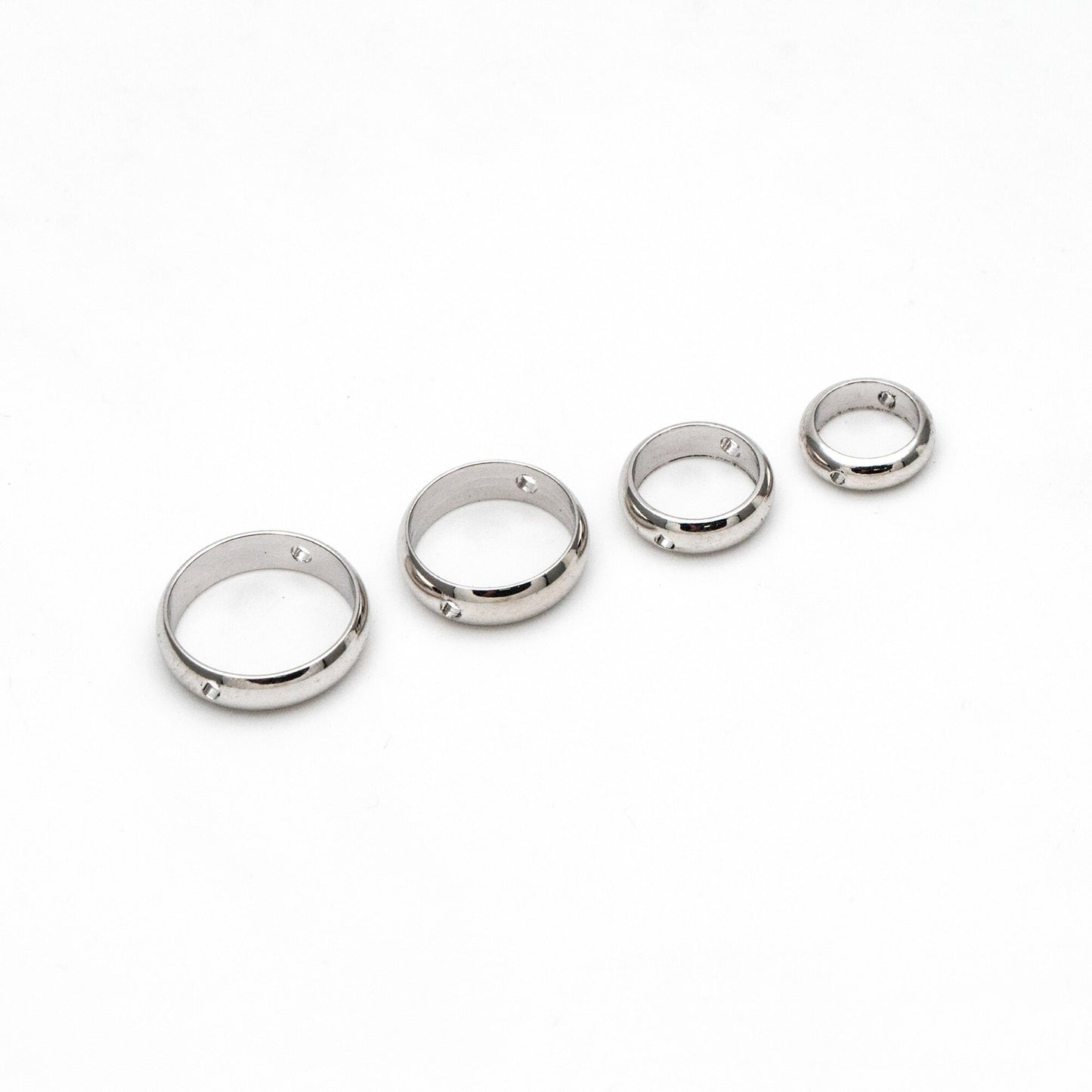 10pcs Silver tone Round Bead Frame Charms, Rhodium plated Brass Ring Connectors, 8/ 9/ 10/ 11/ 12mm Multi-Size (GB-309)