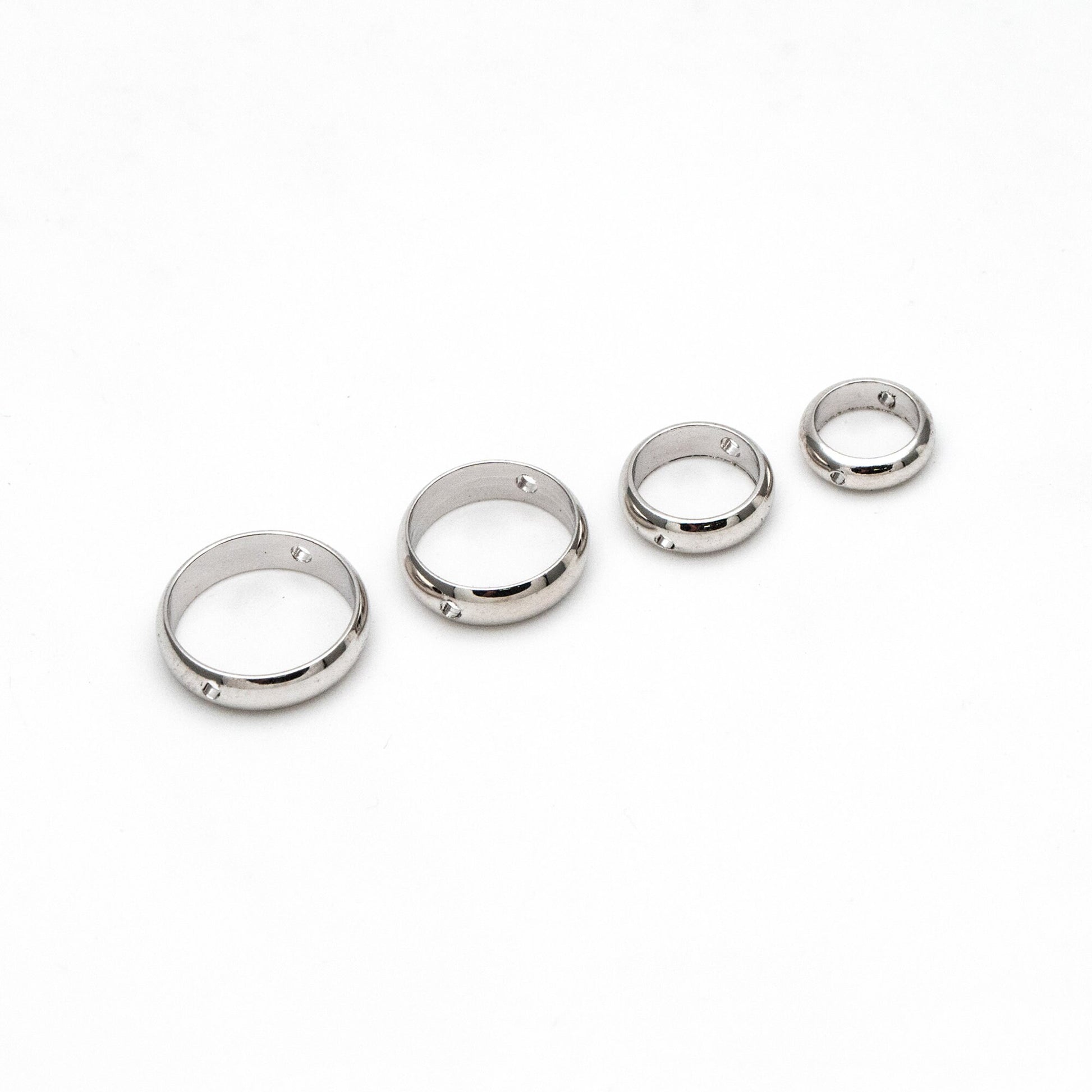 10pcs Silver tone Round Bead Frame Charms, Rhodium plated Brass Ring Connectors, 8/ 9/ 10/ 11/ 12mm Multi-Size (GB-309)