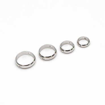 10pcs Silver tone Round Bead Frame Charms, Rhodium plated Brass Ring Connectors, 8/ 9/ 10/ 11/ 12mm Multi-Size (GB-309)