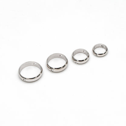 10pcs Silver tone Round Bead Frame Charms, Rhodium plated Brass Ring Connectors, 8/ 9/ 10/ 11/ 12mm Multi-Size (GB-309)