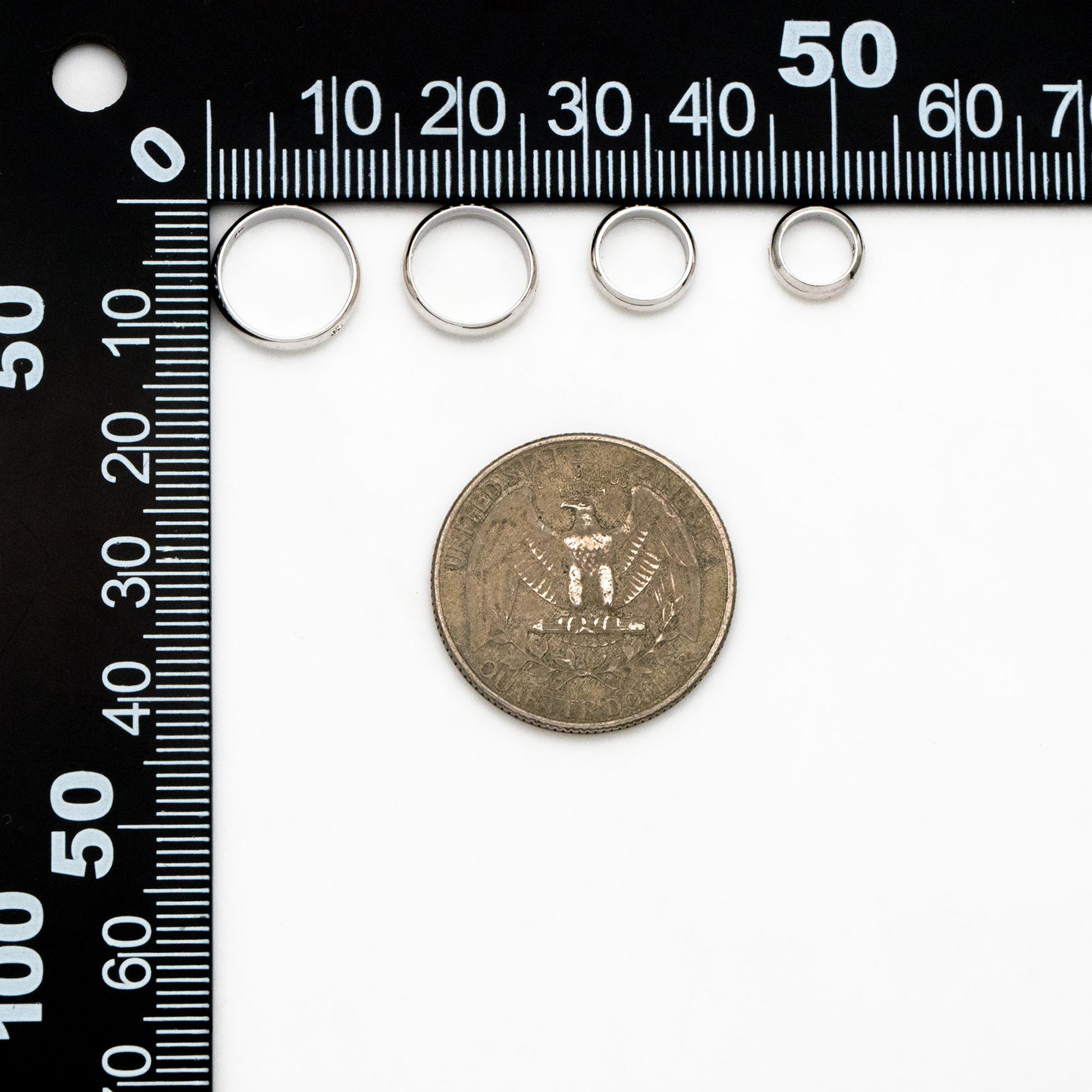 10pcs Silver tone Round Bead Frame Charms, Rhodium plated Brass Ring Connectors, 8/ 9/ 10/ 11/ 12mm Multi-Size (GB-309)