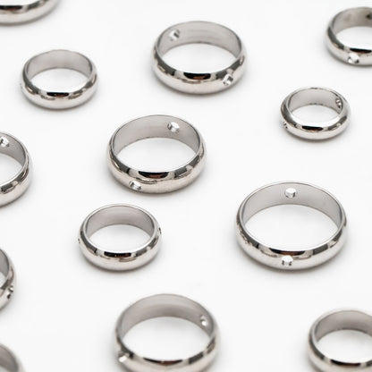 10pcs Silver tone Round Bead Frame Charms, Rhodium plated Brass Ring Connectors, 8/ 9/ 10/ 11/ 12mm Multi-Size (GB-309)