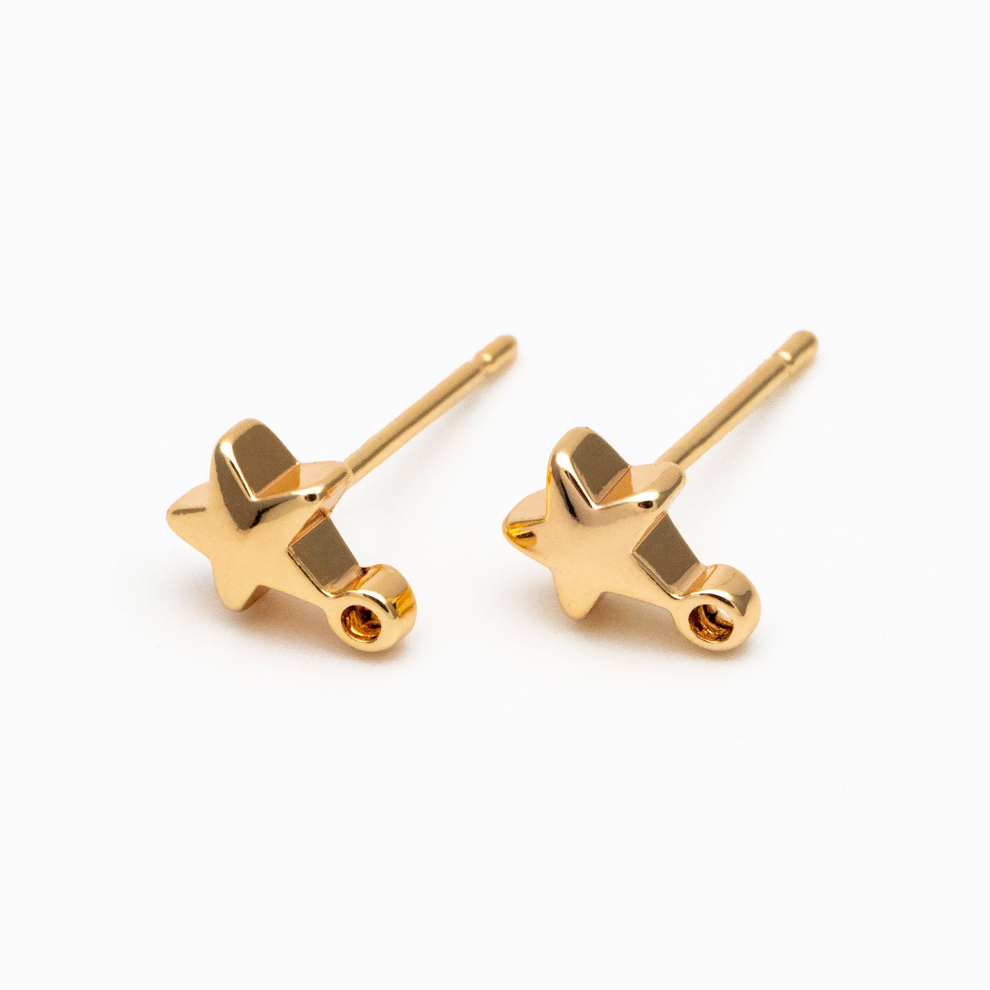 10pcs Gold plated Brass Star Ear Stud Posts, Earring Components Wholesale, Color Not Easily Tarnish (GB-311)