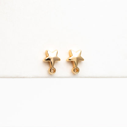 10pcs Gold plated Brass Star Ear Stud Posts, Earring Components Wholesale, Color Not Easily Tarnish (GB-311)