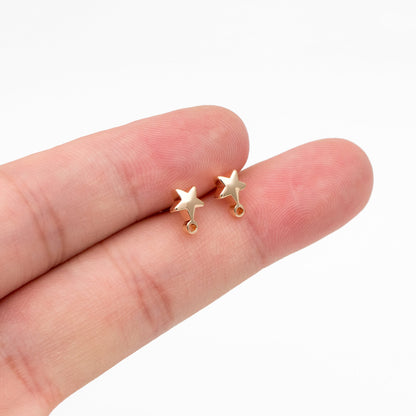 10pcs Gold plated Brass Star Ear Stud Posts, Earring Components Wholesale, Color Not Easily Tarnish (GB-311)
