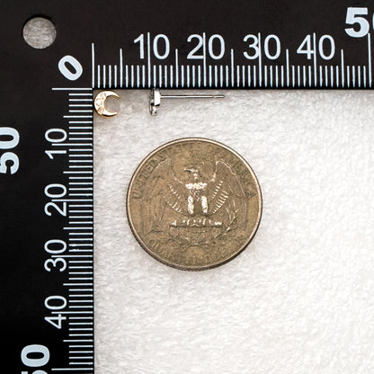 10pcs CZ Pave Gold/ Silver Tone Moon Earrings, Real Gold/ Rhodium Plated Brass, Minimalist Stud Earrings (#GB-3041-G)