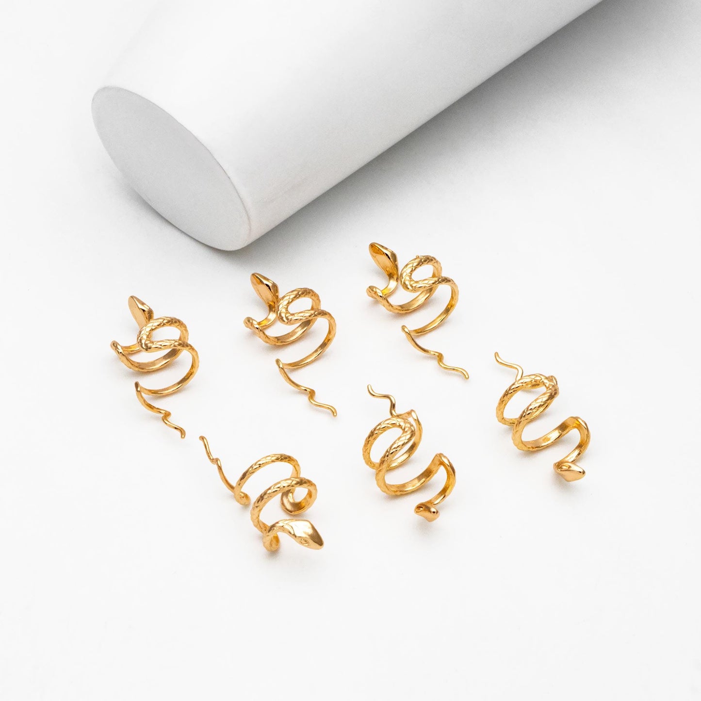 4pcs Gold Snake Ear Cuff, Non Pierced Ear Cuff, Dainty Earcuff Earring, Not mirrored in pairs (GB-4520)