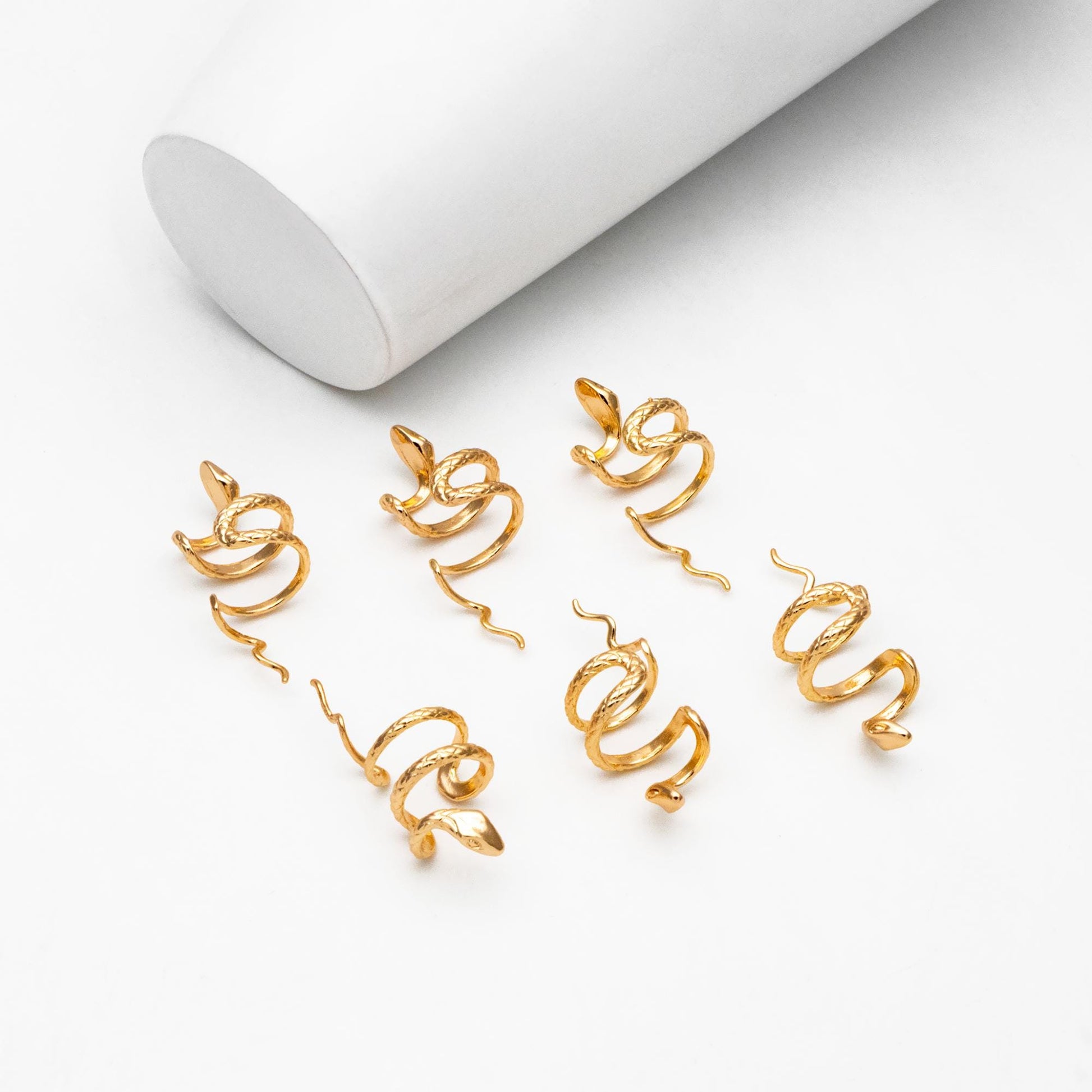 4pcs Gold Snake Ear Cuff, Non Pierced Ear Cuff, Dainty Earcuff Earring, Not mirrored in pairs (GB-4520)