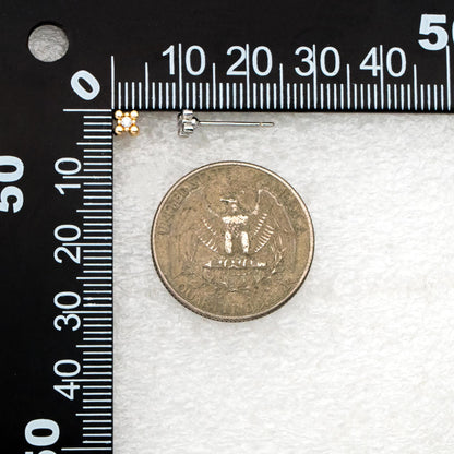 10pcs CZ Pave Gold/ Silver Tone Square Earrings, Gold/ Rhodium Plated Brass, Dainty Minimalist Stud Earrings (GB-4523)