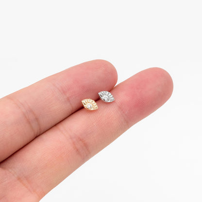 10pcs CZ Pave Gold/ Silver Tone Evil Eye Earrings, Real Gold/ Rhodium plated Brass, Dainty Eye Stud Earrings (GB-4521)
