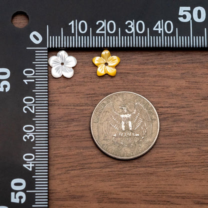Yellow Mother of Pearl Shell Flower Beads 10mm -V1055-2 / 10Pcs