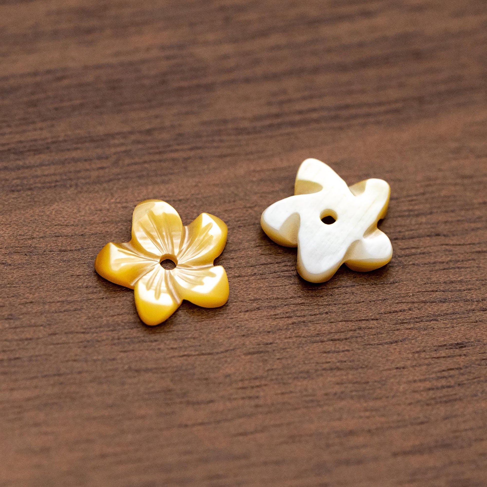 Yellow Mother of Pearl Shell Flower Beads 10mm -V1055-2 / 10Pcs