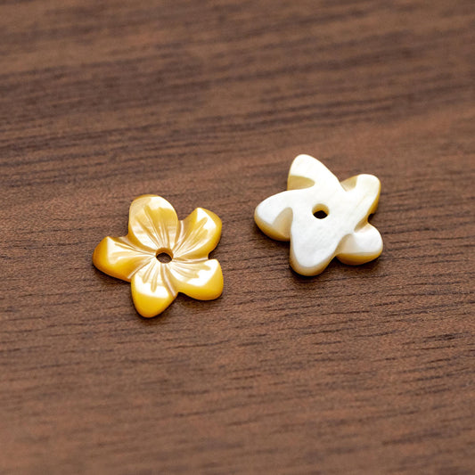 Yellow Mother of Pearl Shell Flower Beads 10mm -V1055-2 / 10Pcs