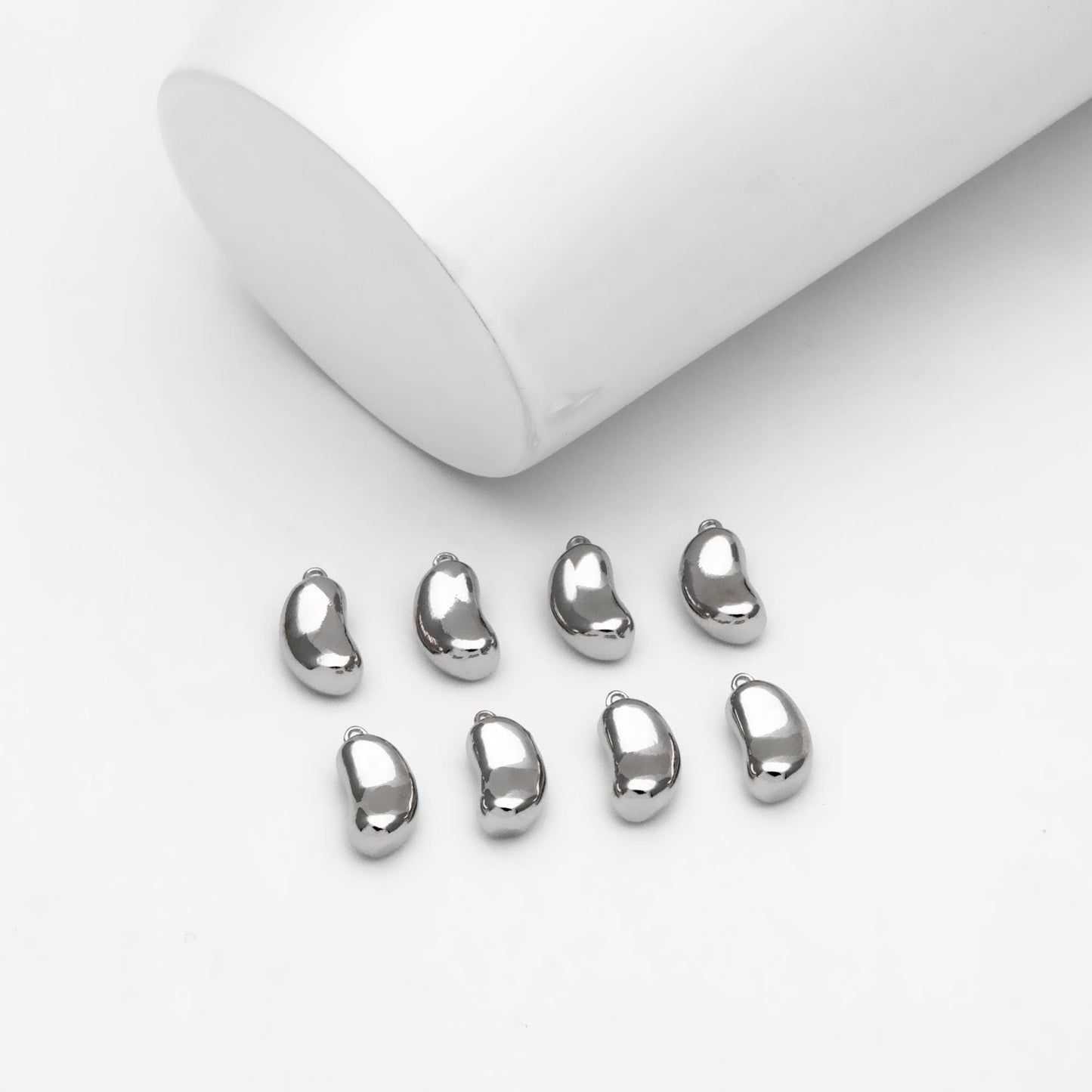 10pcs Gold/ Rhodium Plated Brass Bean Charms 11x5.5mm, Jewelry Making, Diy Material, Jewelry Supplies (GB-4589-C)