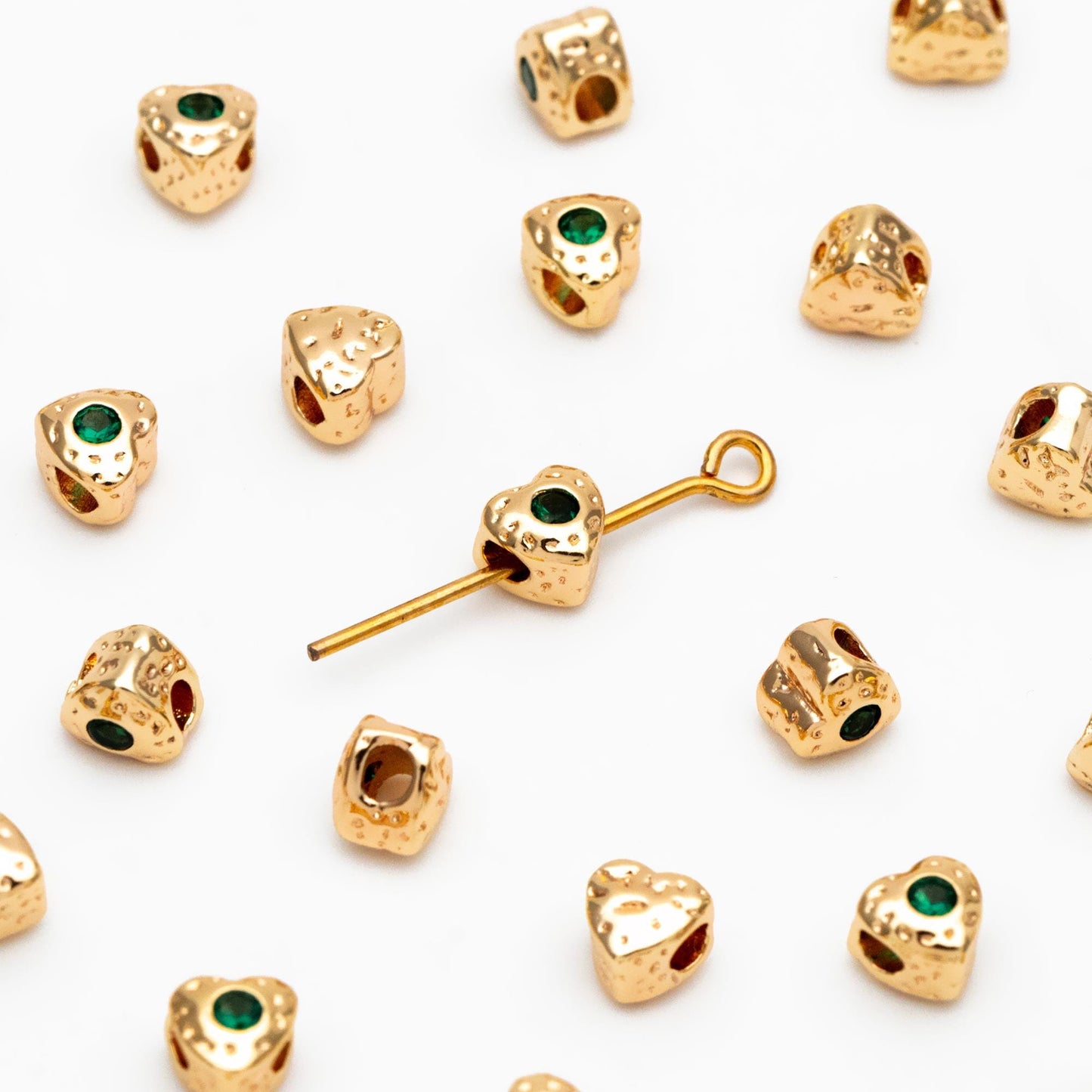 10pcs CZ pave Gold Cube/ Heart Beads 5mm, 18K Gold plated Brass Spacer Beads, Jewelry Making, Diy Material, Jewelry Supplies (GB-2956-A)