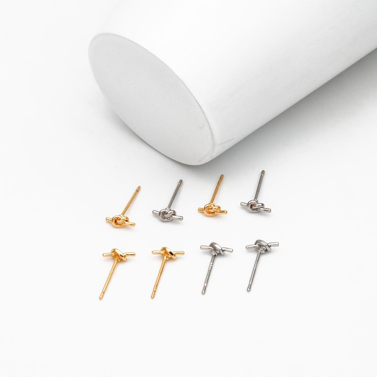 10pcs Gold/ Silver Tone Knot Ear Studs, Real Gold/ Rhodium plated Brass, Minimalist Stud Earrings (GB-4464)