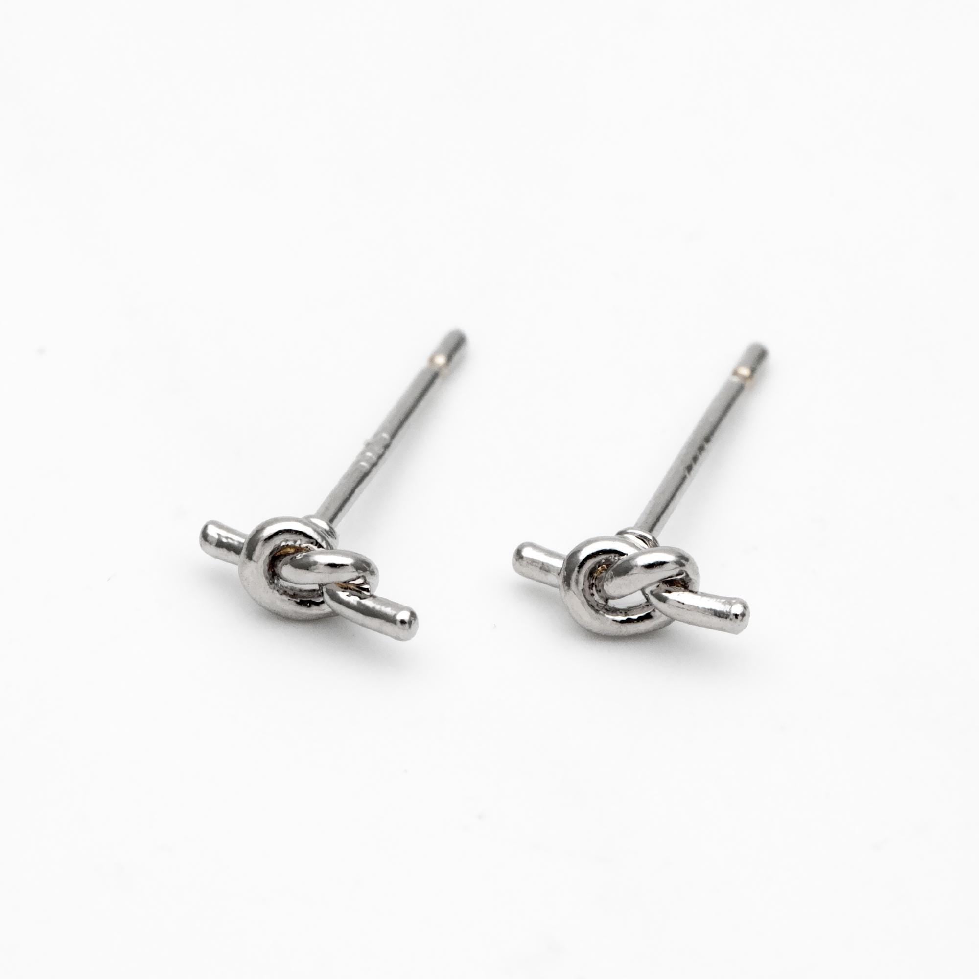 10pcs Gold/ Silver Tone Knot Ear Studs, Real Gold/ Rhodium plated Brass, Minimalist Stud Earrings (GB-4464)