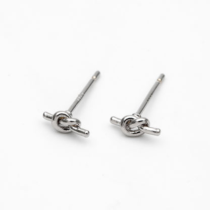 10pcs Gold/ Silver Tone Knot Ear Studs, Real Gold/ Rhodium plated Brass, Minimalist Stud Earrings (GB-4464)