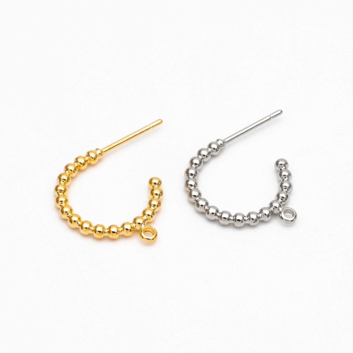 10pcs Gold/ Silver Tone Round Circle Ear Posts, Gold/ Rhodium plated Brass, Geometric Hoop Stud Earrings (GB-4467)