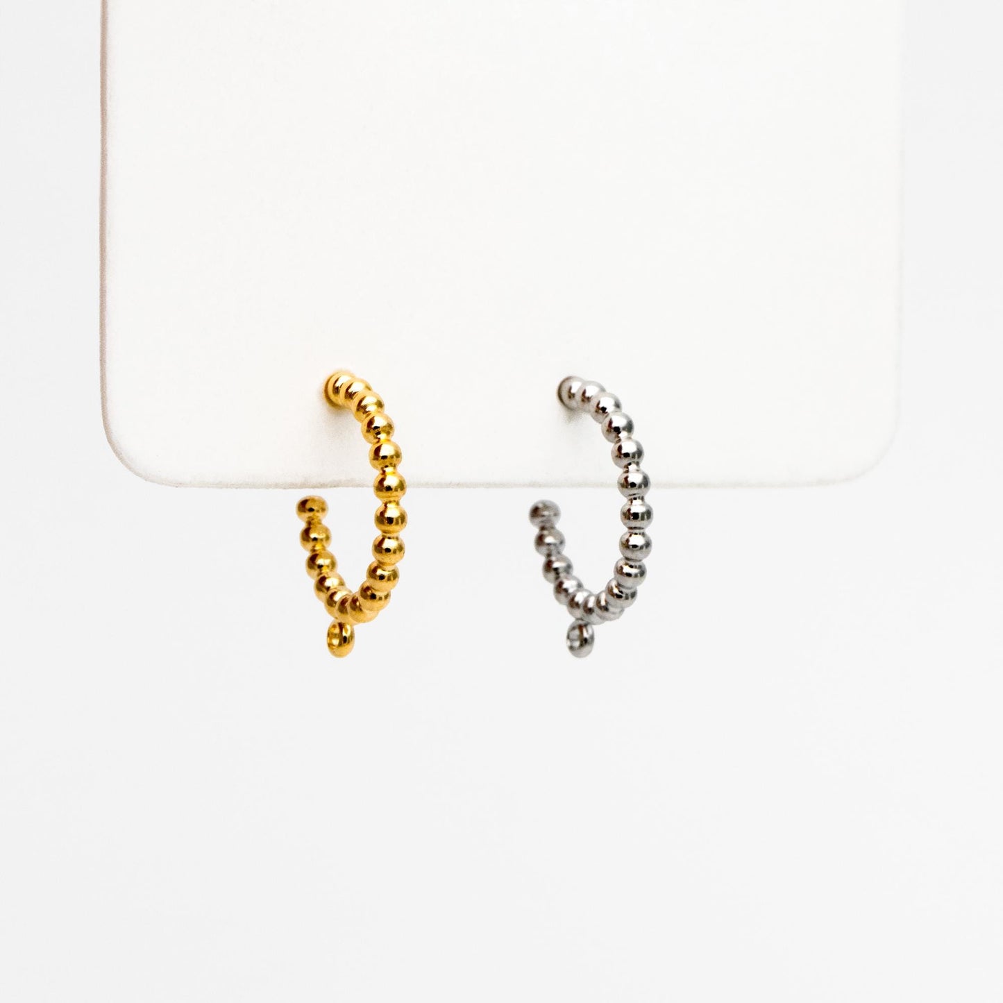 10pcs Gold/ Silver Tone Round Circle Ear Posts, Gold/ Rhodium plated Brass, Geometric Hoop Stud Earrings (GB-4467)