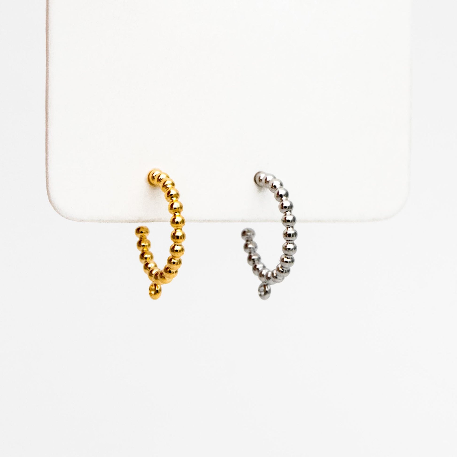 10pcs Gold/ Silver Tone Round Circle Ear Posts, Gold/ Rhodium plated Brass, Geometric Hoop Stud Earrings (GB-4467)