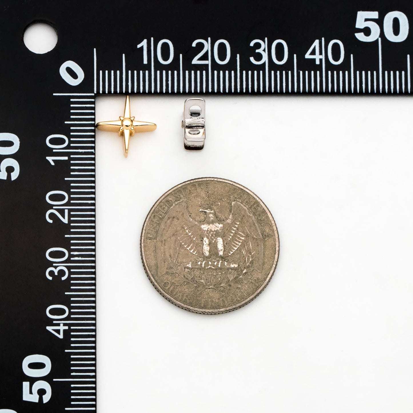 10pcs Gold/ Silver Tone North Star Charms 11mm, Gold/ Rhodium Plated Brass, Cross Star Pendant (GB-4469)