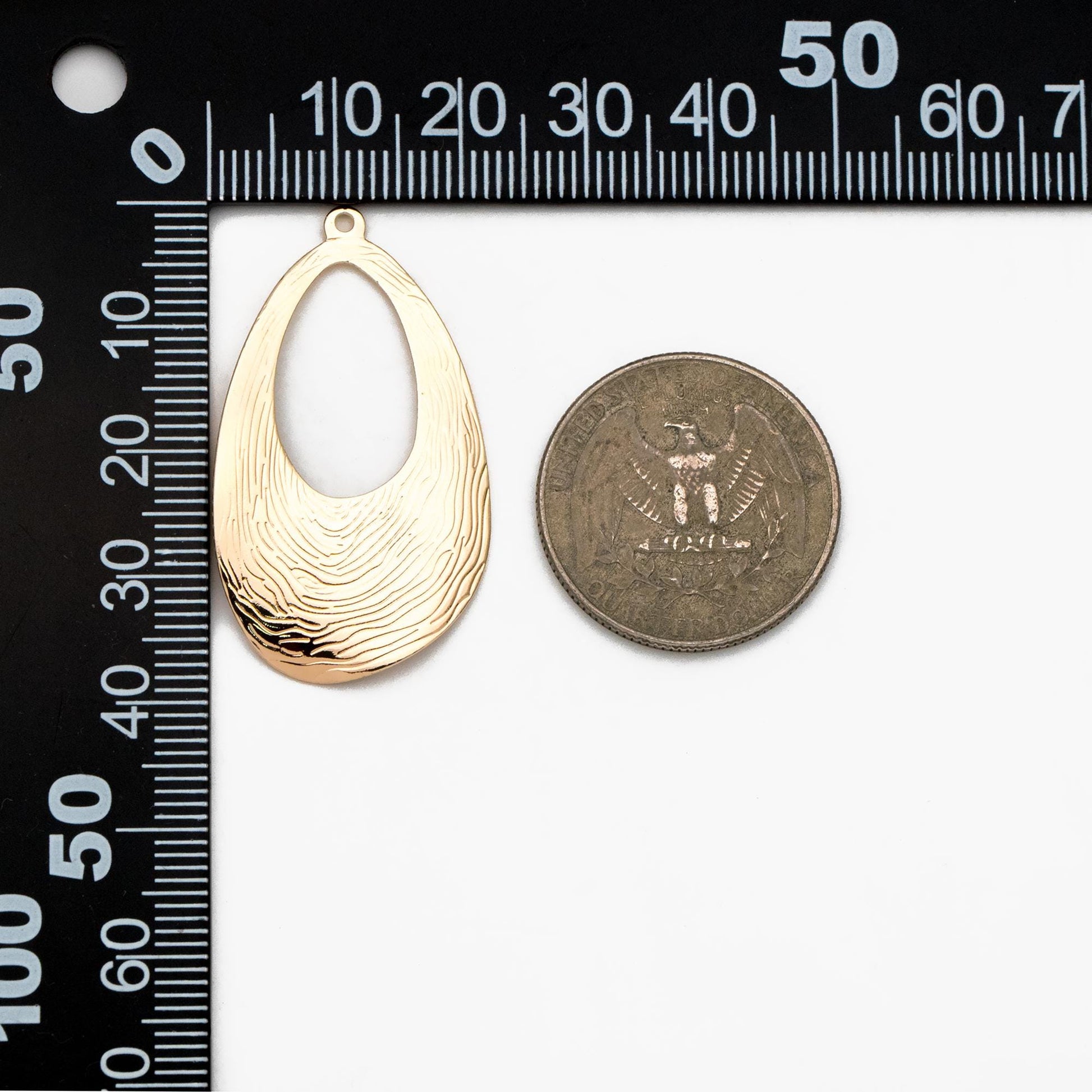 10pcs Gold/ Silver Tone Teardrop Charms 39x22mm, Gold/ Rhodium plated Brass Geometric Pendants (GB-1404-G)