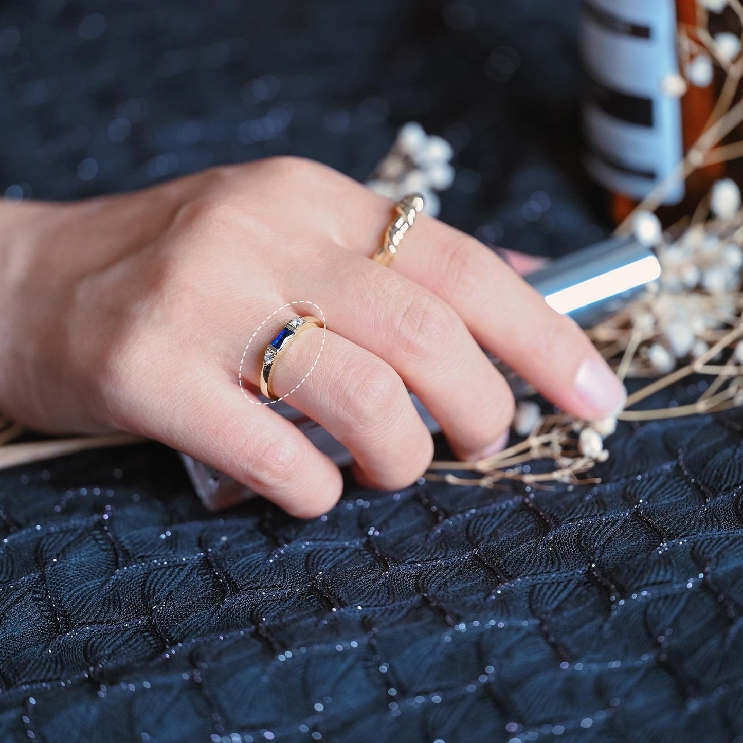 4pcs Blue CZ Ring, Modern Style Ring, Fashion Ring, Dainty Ring, Adjustable Ring (#GB-3859)