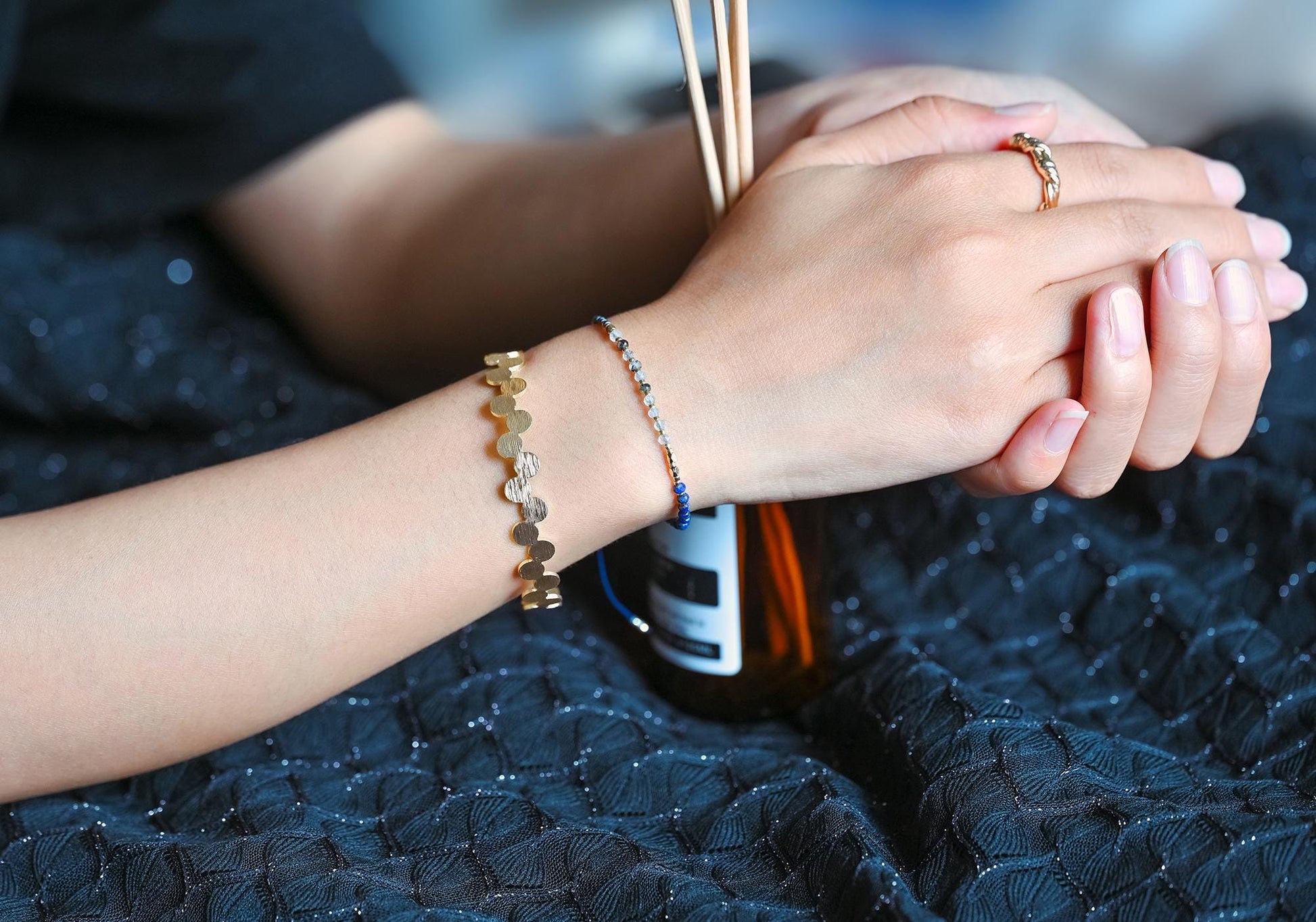 1pcs Gold Brushed Round Disc Bangle Bracelet, Stackable Bracelets, Adjustable Bangle Bracelet (#GB-3880)