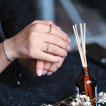 4pcs CZ Pave Gold Cross Ring, Modern Style Ring, Fashion Rings, Dainty Rings, Adjustable Ring (#GB-4092)