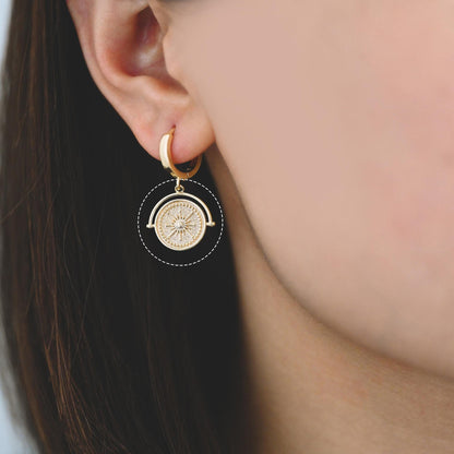 10pcs Gold Compass Charms 17x17mm, 18K Gold plated Brass, Travel Charms, Nautical Charms (GB-4432)