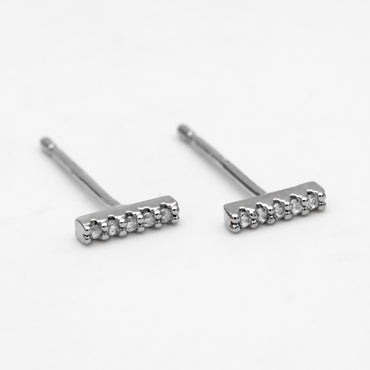 10pcs CZ Pave Bar Stud Earrings, Stick Stud Earrings, Small Earrings, Tiny Earrings, Mini Earrings, Piercing Earrings (#GB-2940)