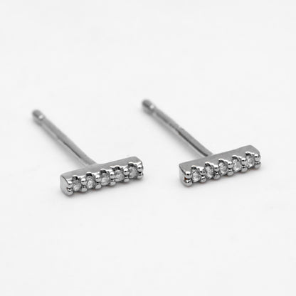 10pcs CZ Pave Bar Stud Earrings, Stick Stud Earrings, Small Earrings, Tiny Earrings, Mini Earrings, Piercing Earrings (#GB-2940)