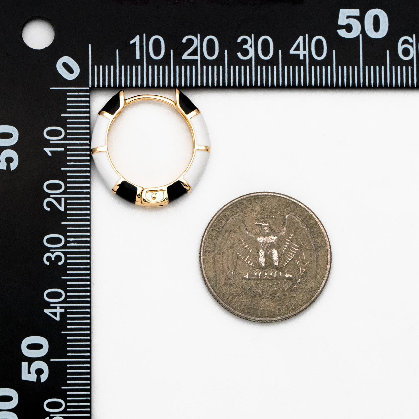 4pcs Enamel Hoop Earrings: 18K Gold Plated Brass Huggies (GB-4463)