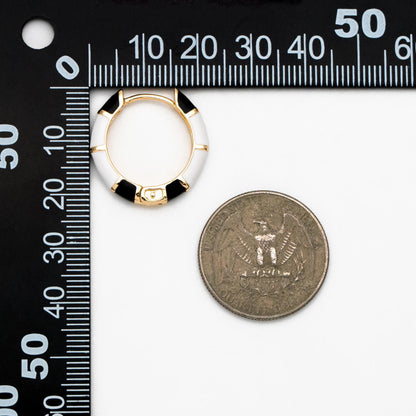 4pcs Enamel Hoop Earrings: 18K Gold Plated Brass Huggies (GB-4463)