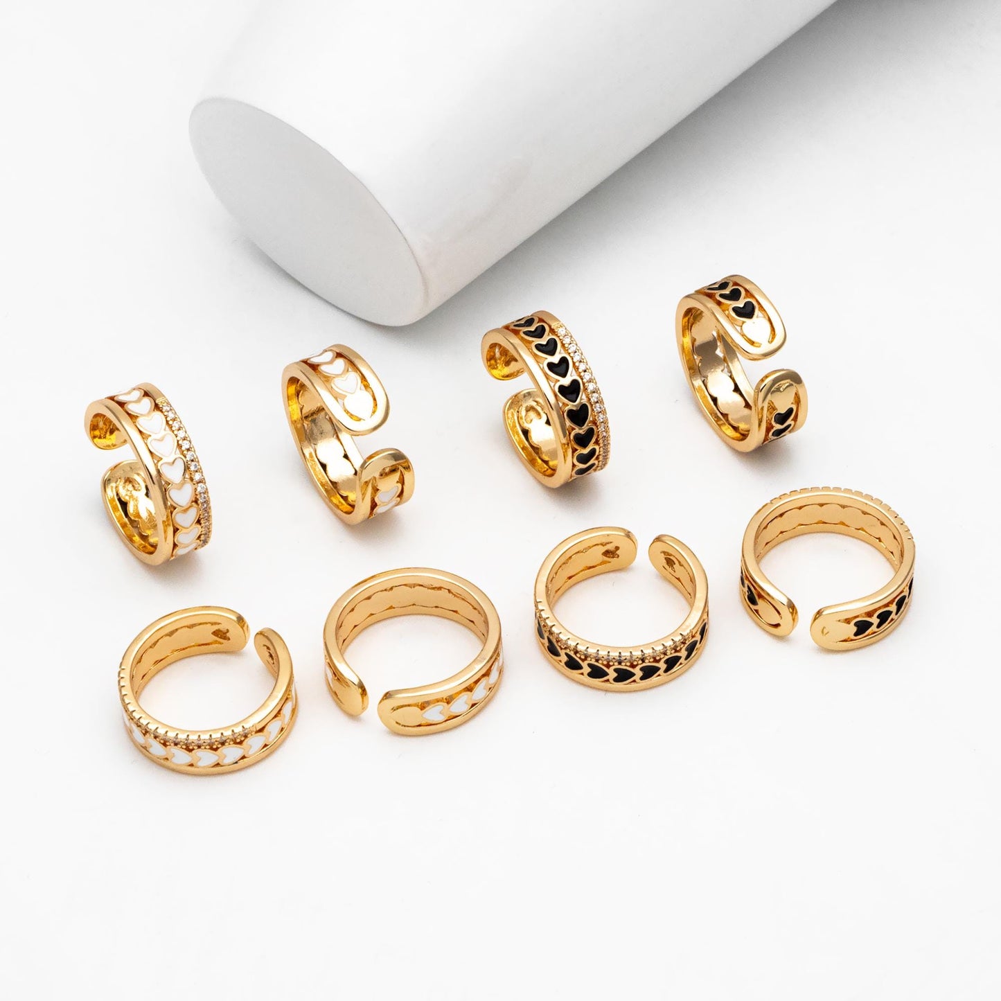 4pcs Gold Enamel Heart Ring, Everyday Ring, Modern Style Ring, Fashion Rings, Dainty Rings, Adjustable Ring (#JZ-059)