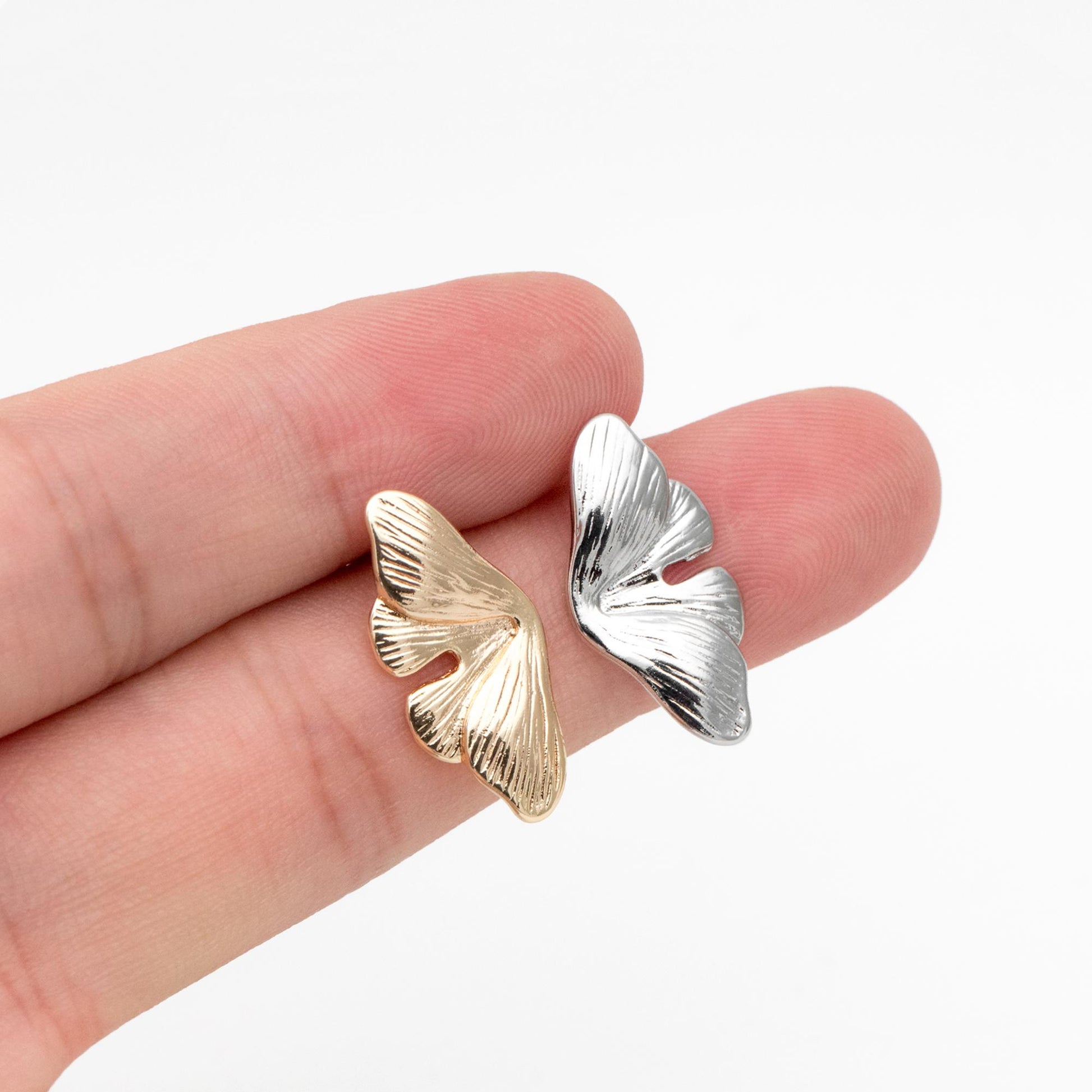 4pcs Gold/ Silver Tone Leaf Earrings, Butterfly Earrings, Dainty Stud Earrings (GB-4483)