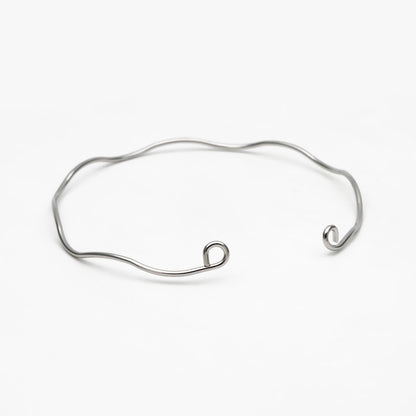 4pcs Gold/ Silver Waved Bangle Bracelets, Brass Expandable Bangle Wire (#GB-1169)