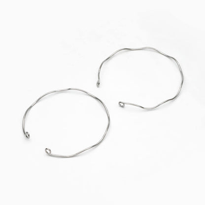 4pcs Gold/ Silver Waved Bangle Bracelets, Brass Expandable Bangle Wire (#GB-1169)