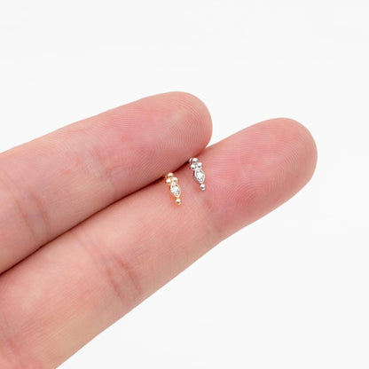 10pcs CZ Pave Gold/ Silver Tiny Marquise Earrings, Gold/ Rhodium Plated Brass, Tiny Stud Earrings (GB-4514)